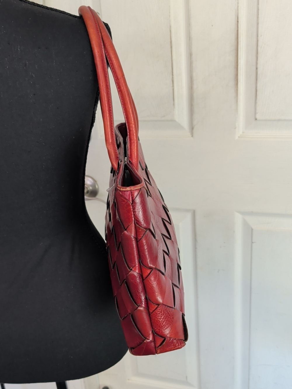 Vintage Wilsons Leather Woven Red Shoulder Bag - Picture 3 of 12